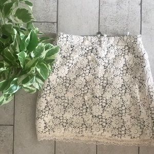 Gray and cream lace skirt